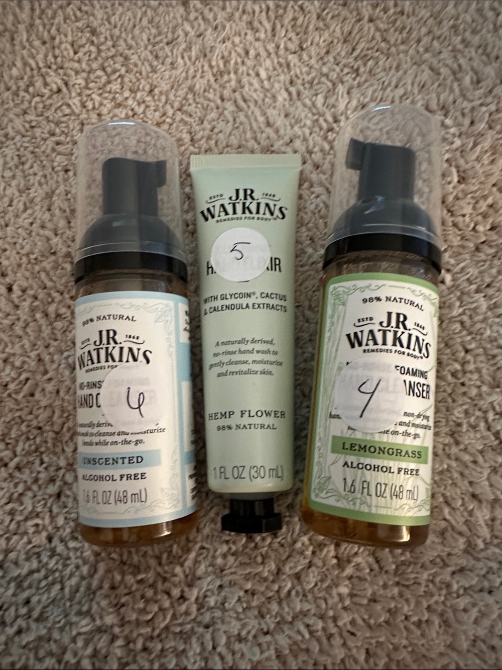 J.R. Watkins hand cleansing and elixir trio. New